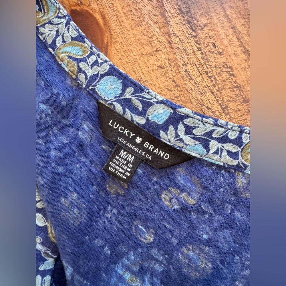 Luck Brand Floral Blue Sleeveless Top - Picture 4 of 5